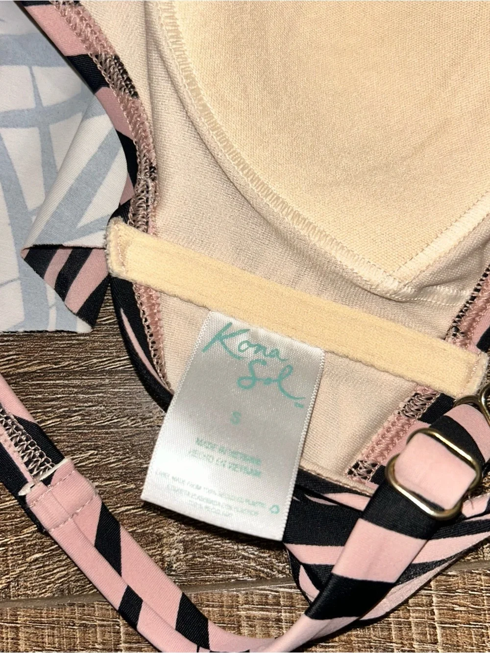 Kona Sol Women’s Pink Palm-Print Swim Top Small